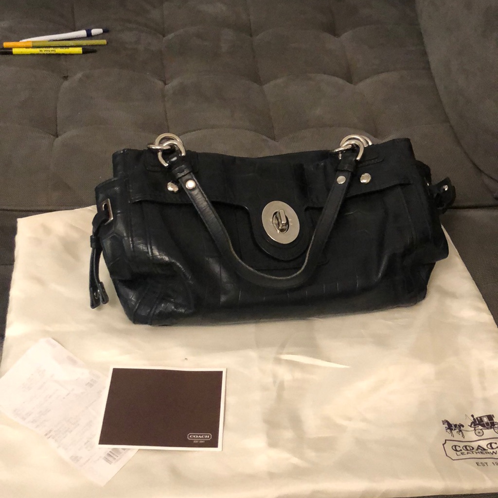 Coach Peyton Croc Embossed Patent Leather